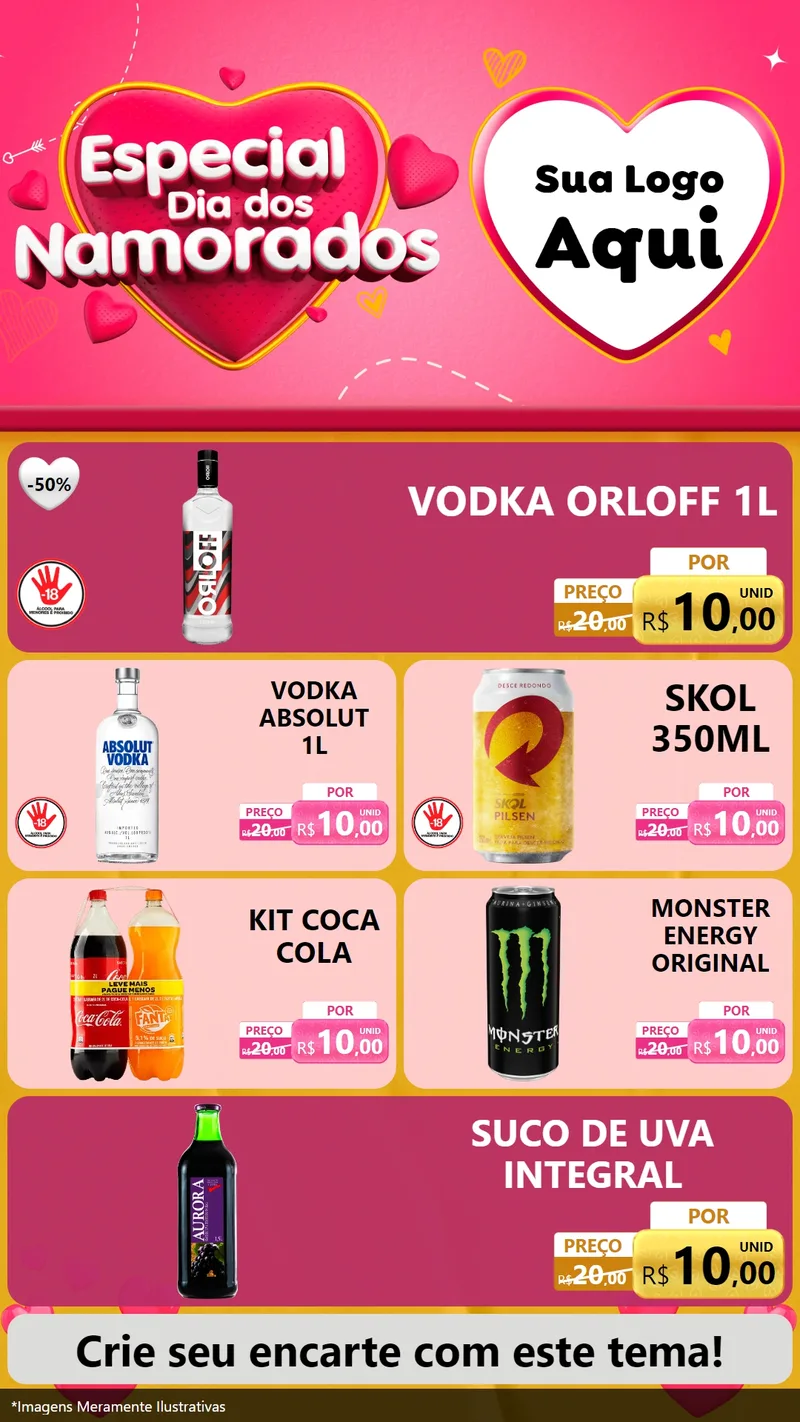 Modelo de TV para TV Vertical com o tema Especial Dia dos Namorados para Distribuidora de bebidas