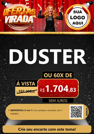 Modelo de Cartaz para Cartaz A4 Vertical com o tema Ofertas da Virada para Concessionaria de Carros