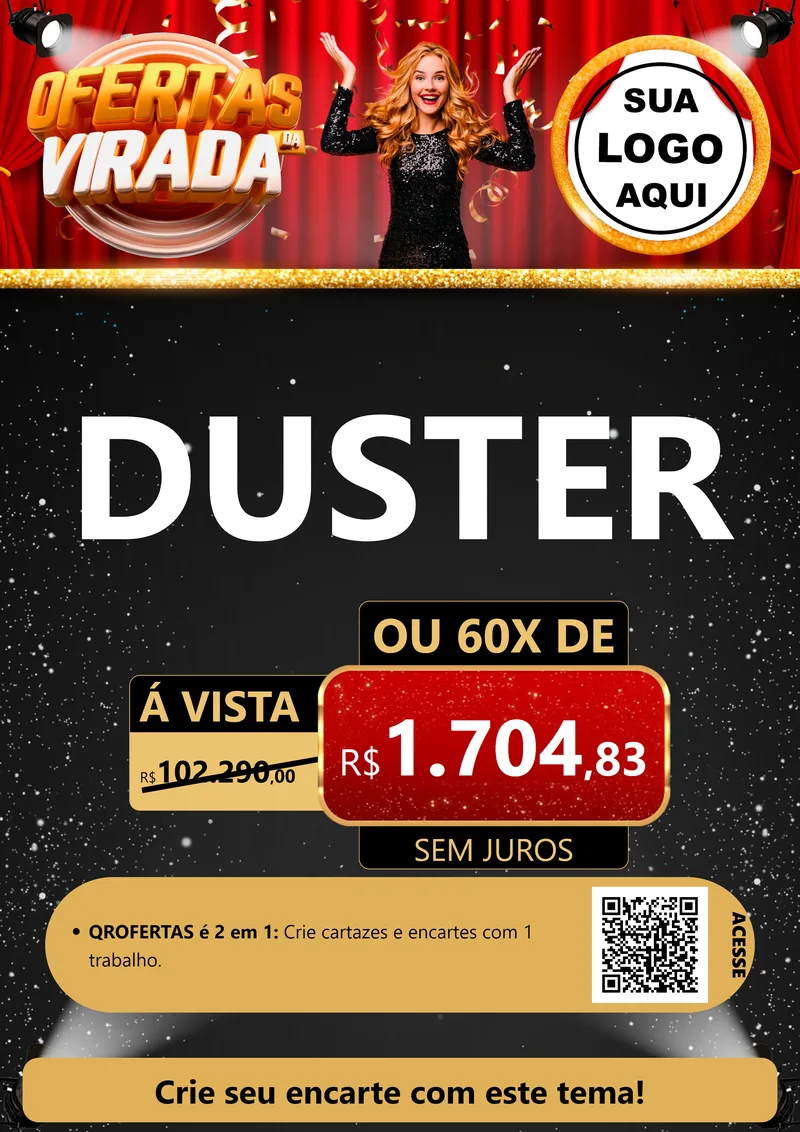 Modelo de Cartaz para Cartaz A4 Vertical com o tema Ofertas da Virada para Concessionaria de Carros