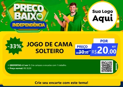 Modelo de Cartaz para Cartaz A4 Horizontal com o tema Preço Baixo de Independência para Cama, Mesa e Banho