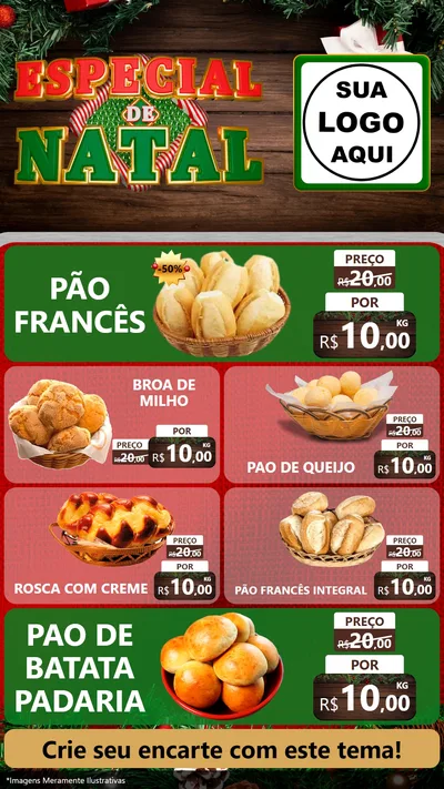 Modelo de TV para TV Vertical com o tema Especial de Natal para Padaria