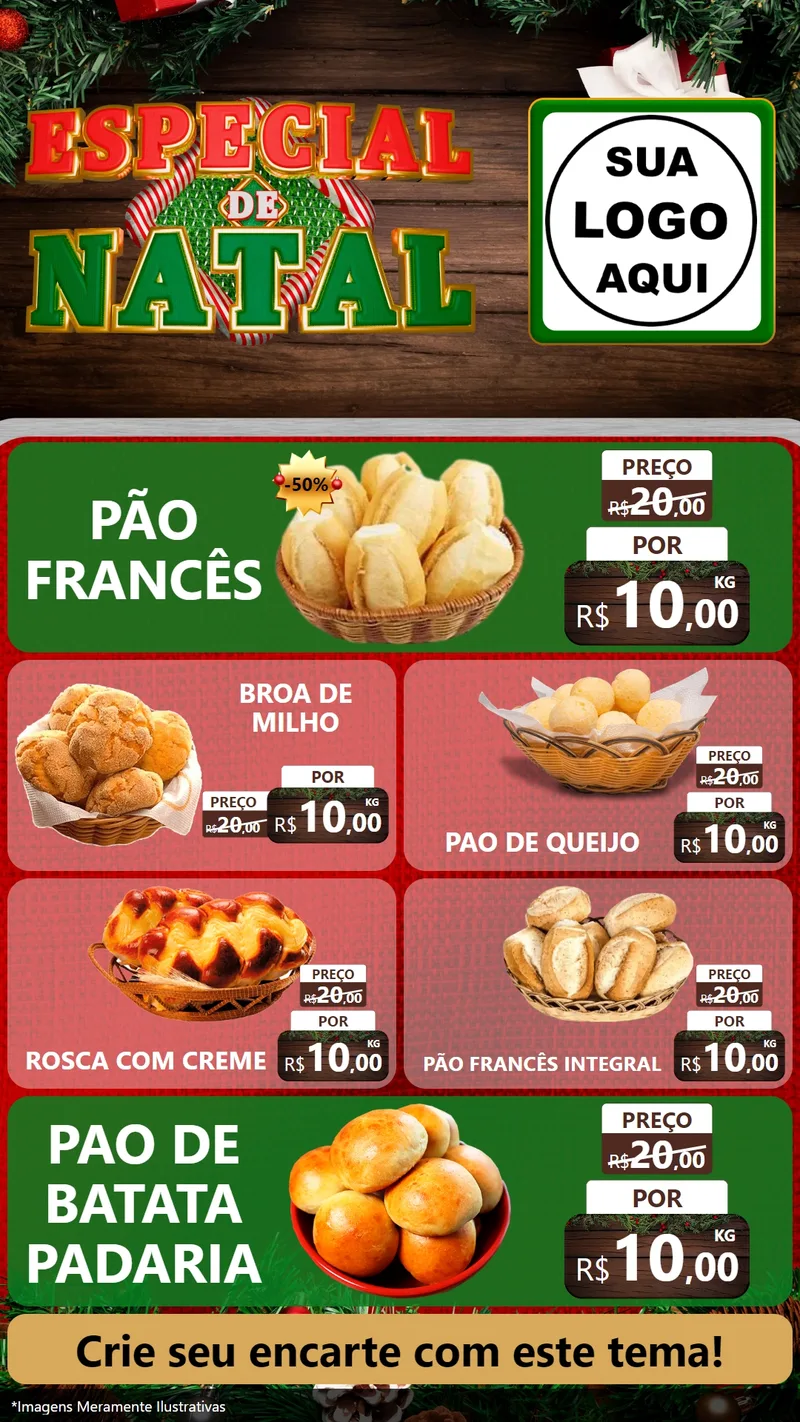 Modelo de TV para TV Vertical com o tema Especial de Natal para Padaria