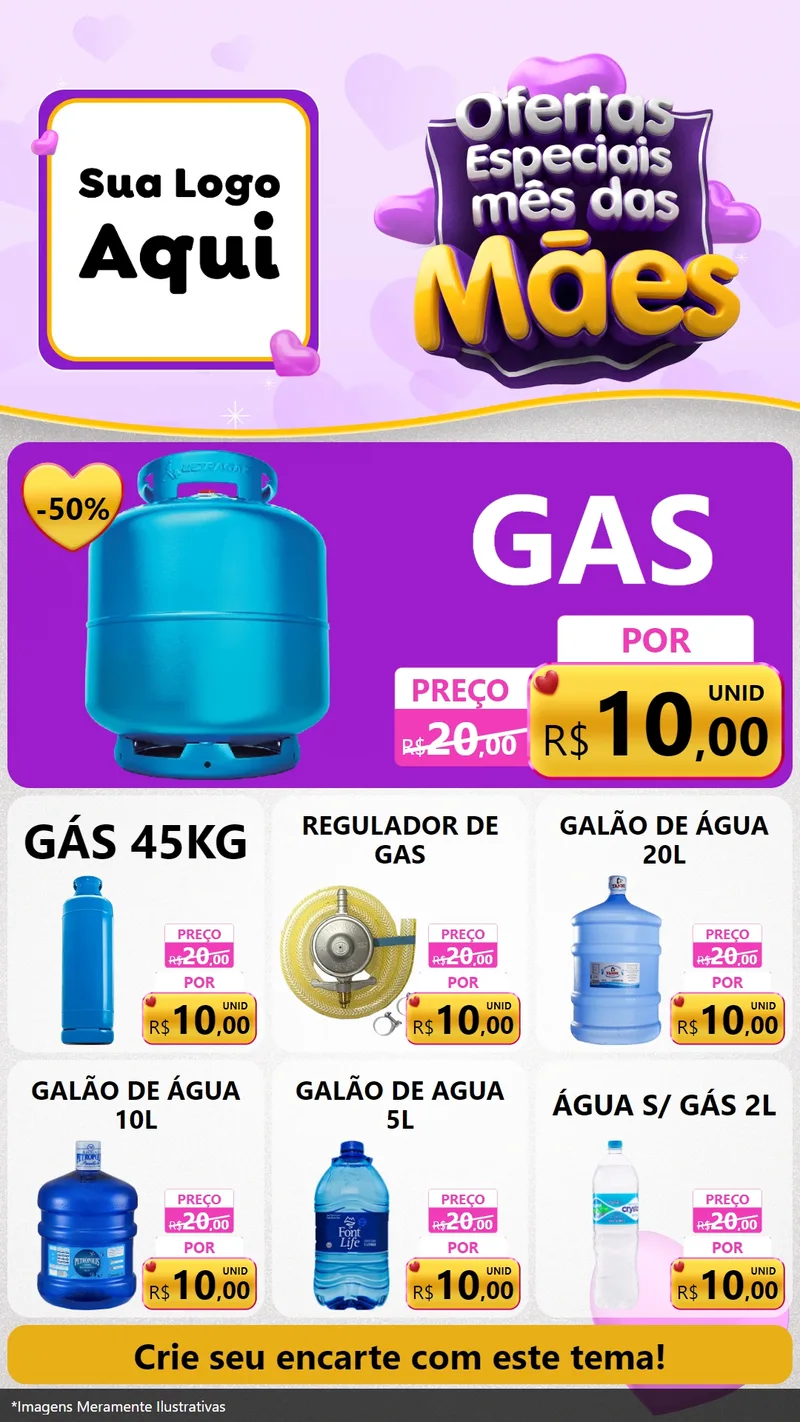 Modelo de Rede Social para Stories com o tema Ofertas Especiais - Mês das Mães para Água e gás