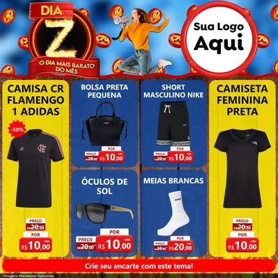Modelo de Rede Social para Feed Facebook com o tema Dia Z - O Dia Mais Barato Do Mês para Roupas e acessórios