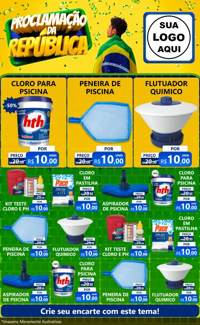 Modelo de Encarte para Encarte Grande com o tema Proclamação da República para Produtos para Piscina