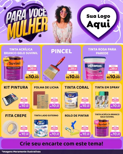 Modelo de Rede Social para Feed Instagram com o tema Para Você, Mulher para Tintas e Ferramentas