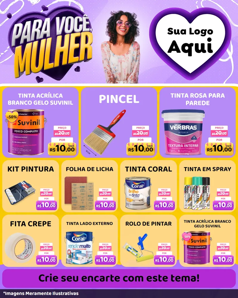 Modelo de Rede Social para Feed Instagram com o tema Para Você, Mulher para Tintas e Ferramentas