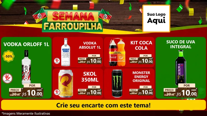 Modelo de TV para TV Horizontal com o tema Semana Farroupilha para Distribuidora de bebidas