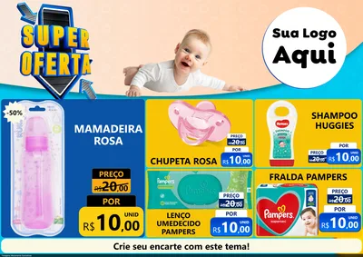 Modelo de Encarte para Encarte A4 Horizontal com o tema Super Oferta - Bebê para Bebês