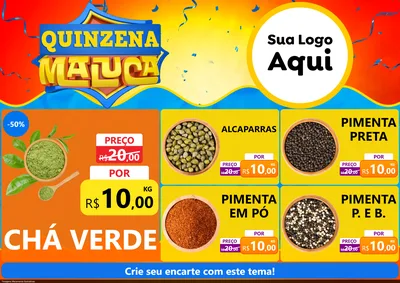 Modelo de Encarte para Encarte A4 Horizontal com o tema Quinzena Maluca para Produtos Naturais
