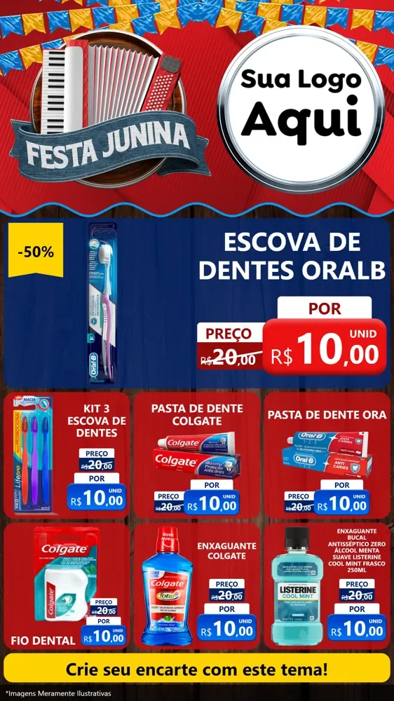 Modelo de Rede Social para Stories com o tema Festa Junina para Higiene Pessoal