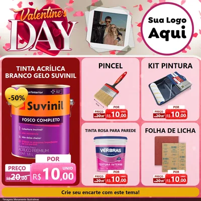 Modelo de Rede Social para Feed Facebook com o tema Valentine's Day para Tintas e Ferramentas