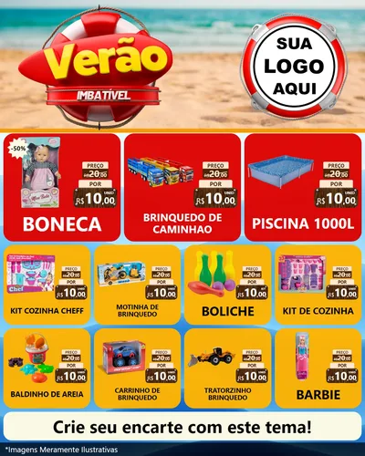 Modelo de Rede Social para Feed Instagram com o tema Verão Imbatível para Brinquedos
