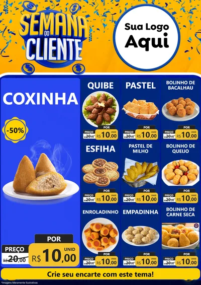 Modelo de Encarte para Encarte A4 Vertical com o tema Semana do Cliente para Salgadaria