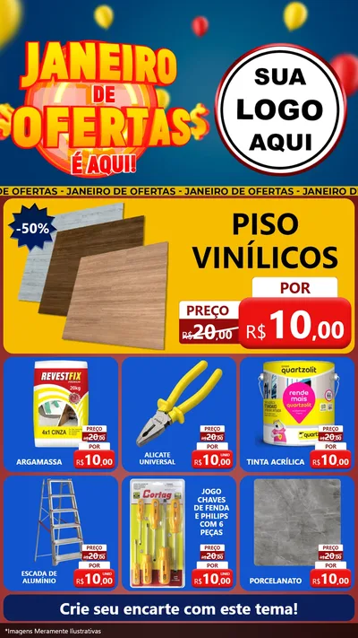 Modelo de Rede Social para Stories com o tema Janeiro de Ofertas É Aqui! para Material para Construção