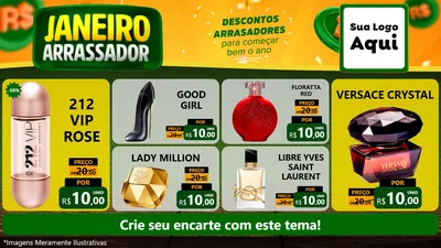 Modelo de TV para TV Horizontal com o tema Janeiro Arrasador para Perfumes