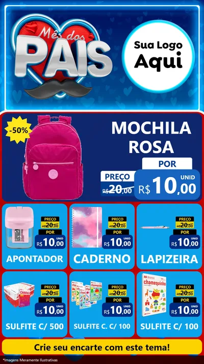 Modelo de Rede Social para Stories com o tema Mês Dos Pais para Papelaria