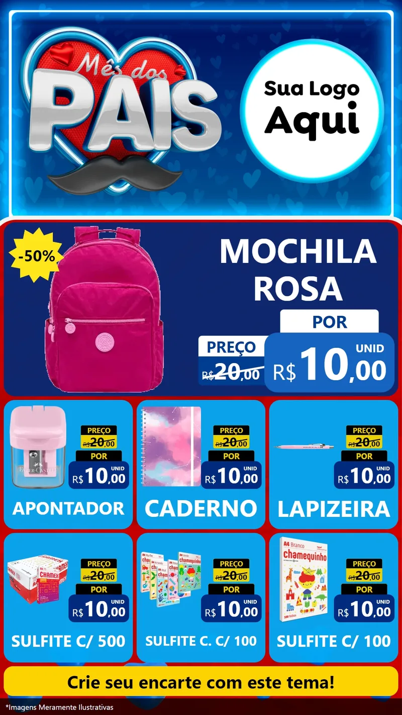 Modelo de Rede Social para Stories com o tema Mês Dos Pais para Papelaria