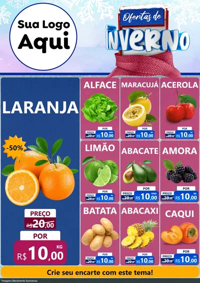 Modelo de Encarte para Encarte A4 Vertical com o tema Ofertas de Inverno para Hortifrúti