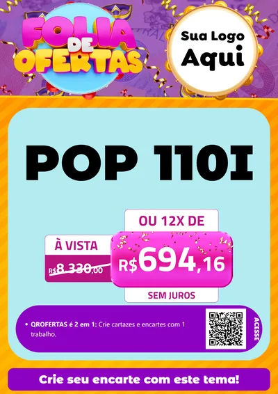 Modelo de Cartaz para Cartaz A4 Vertical com o tema Folia de Ofertas para Concessionaria de Motos