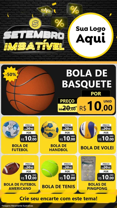 Modelo de Rede Social para Stories com o tema Setembro Imbatível para Artigos Esportivos