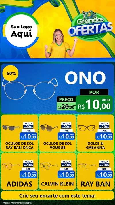 Modelo de Rede Social para Stories com o tema Grandes Ofertas para Óticas