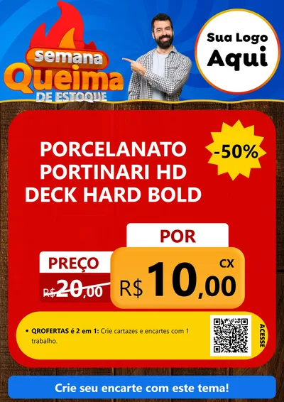 Modelo de Cartaz para Cartaz A4 Vertical com o tema Semana Queima de Estoque para Pisos e revestimentos