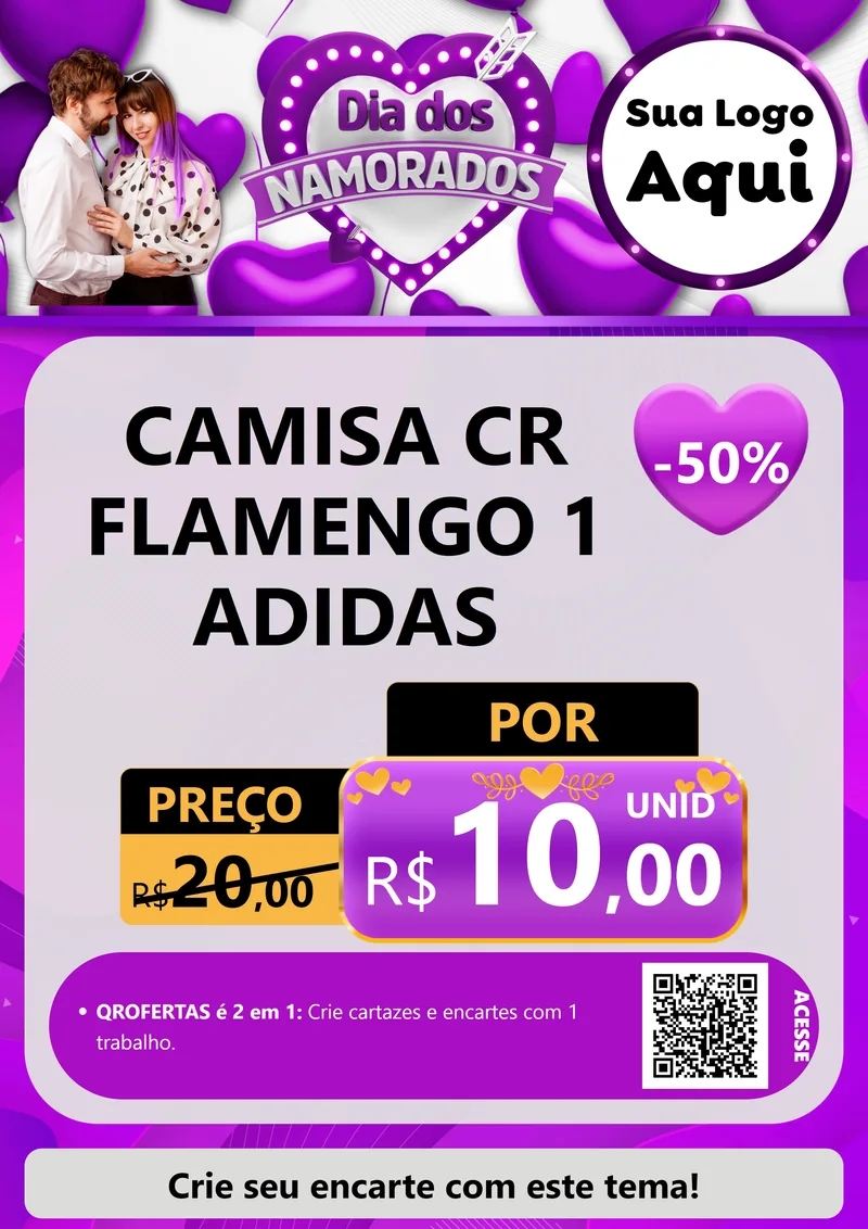 Modelo de Cartaz para Cartaz A4 Vertical com o tema Dia dos Namorados para Roupas e acessórios