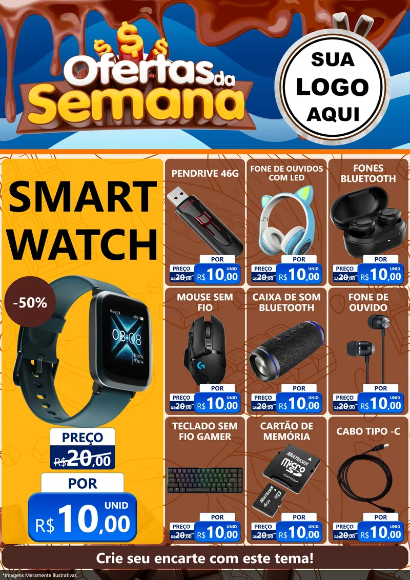 Modelo de Encarte para Encarte A4 Vertical com o tema Ofertas da Semana - Páscoa para Informática