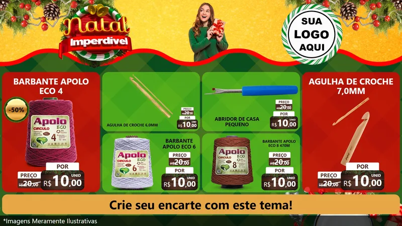 Modelo de TV para TV Horizontal com o tema Natal Imperdível para Armarinho e Aviamentos