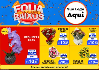 Modelo de Encarte para Encarte A4 Horizontal com o tema Folia de Preços Baixos para Floricultura e jardim