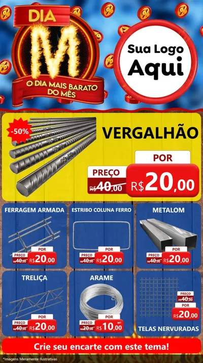 Modelo de Rede Social para Stories com o tema Dia M - O Dia Mais Barato Do Mês para Ferragens