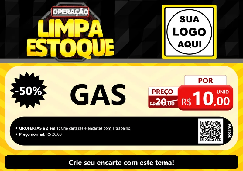 Modelo de Cartaz para Cartaz A4 Horizontal com o tema Operação Limpa Estoque para Água e gás