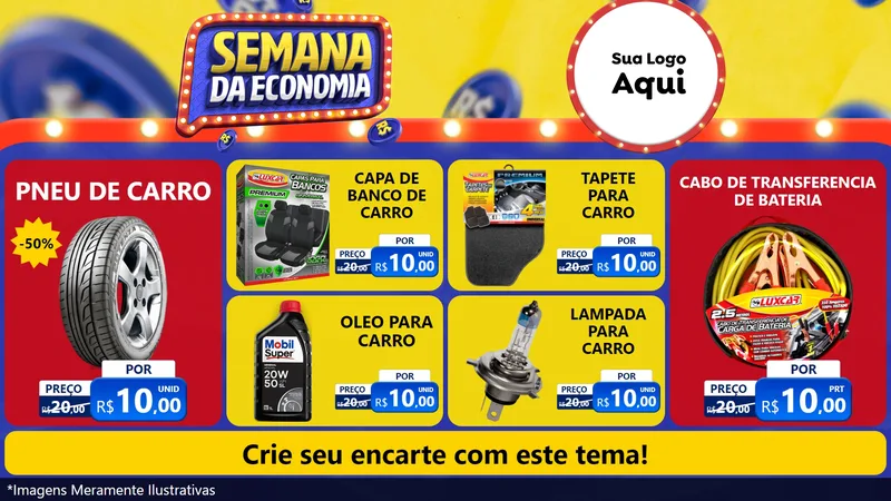 Modelo de TV para TV Horizontal com o tema Semana da Economia para Auto peças