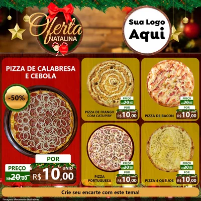 Modelo de Rede Social para Feed Facebook com o tema Ofertas Natalina para Pizzaria