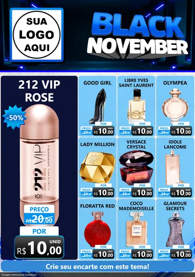 Modelo de Encarte para Encarte A4 Vertical com o tema Black November para Perfumes
