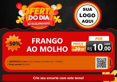 Modelo de Cartaz para Cartaz A4 Horizontal com o tema Oferta do Dia - Só hoje, Aproveite! para Restaurante