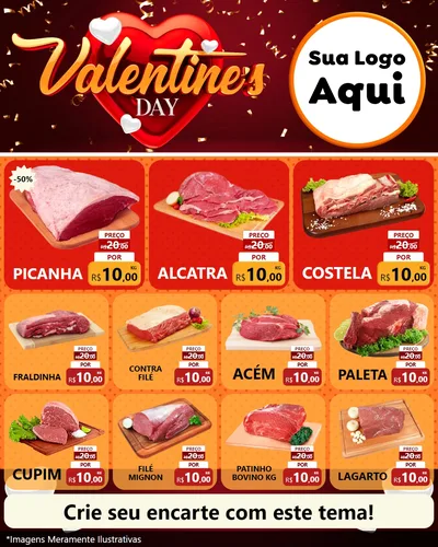 Modelo de Rede Social para Feed Instagram com o tema Valentine's Day para Açougue