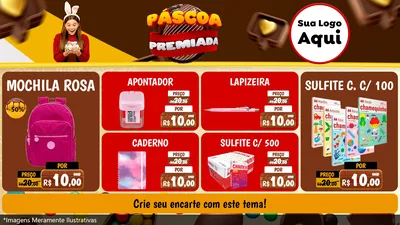 Modelo de TV para TV Horizontal com o tema Páscoa Premiada para Papelaria