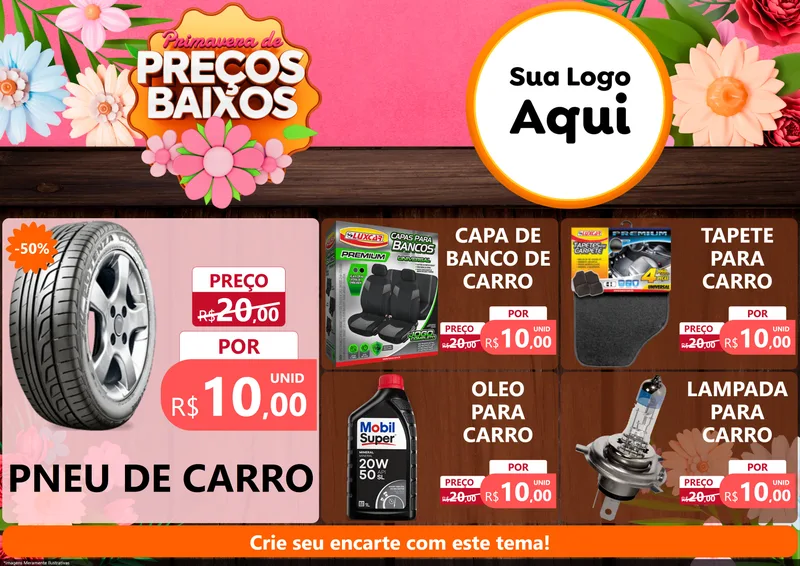 Modelo de Encarte para Encarte A4 Horizontal com o tema Primavera de Preços Baixos para Auto peças