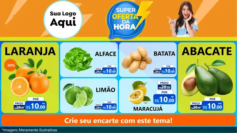 Modelo de TV para TV Horizontal com o tema Super Oferta da Hora para Hortifrúti