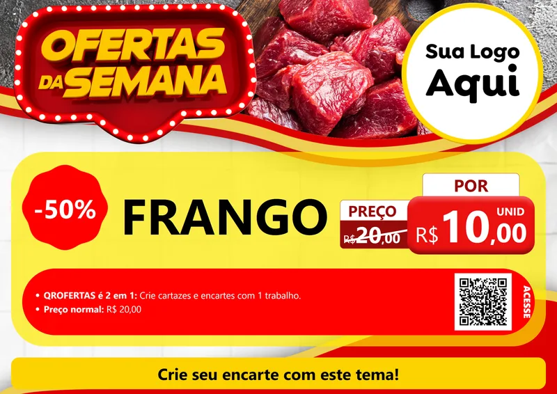 Modelo de Cartaz para Cartaz A4 Horizontal com o tema Ofertas da Semana para Assados