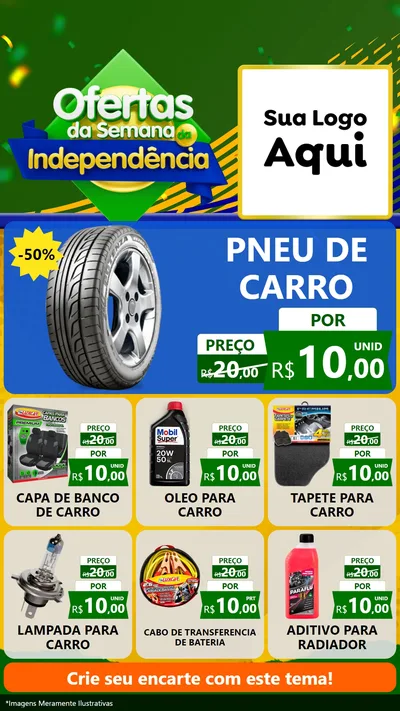 Modelo de Rede Social para Stories com o tema Ofertas da Semana da Independência para Auto peças