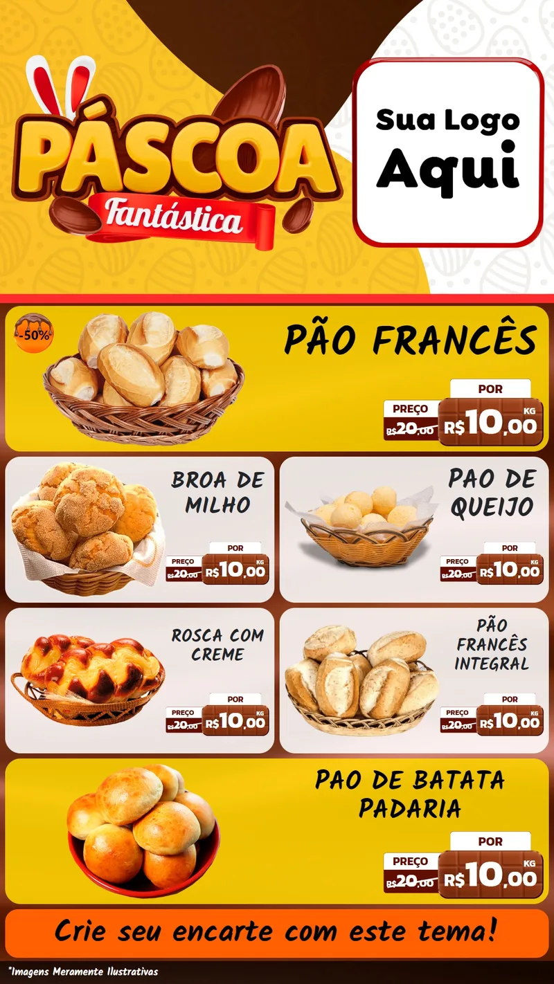Modelo de TV para TV Vertical com o tema Páscoa Fantástica para Padaria