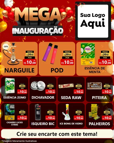 Modelo de Rede Social para Feed Instagram com o tema Mega Inauguração para Tabacaria