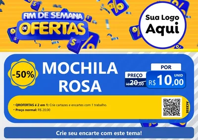 Modelo de Cartaz para Cartaz A4 Horizontal com o tema Fim de Semana de Ofertas para Papelaria