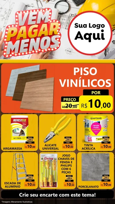 Modelo de Rede Social para Stories com o tema Vem Pagar Menos - Construção para Material para Construção