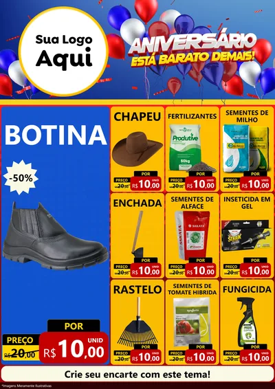 Modelo de Encarte para Encarte A4 Vertical com o tema Aniversário para Agropecuária