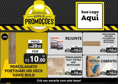 Modelo de Encarte para Encarte A4 Horizontal com o tema Alerta de Promoções para Pisos e revestimentos