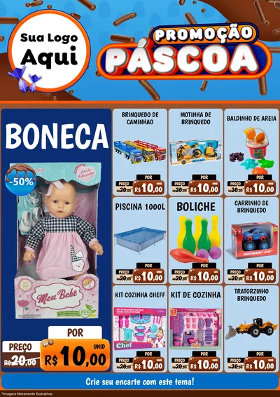 Modelo de Encarte para Encarte A4 Vertical com o tema Promoção Páscoa para Brinquedos
